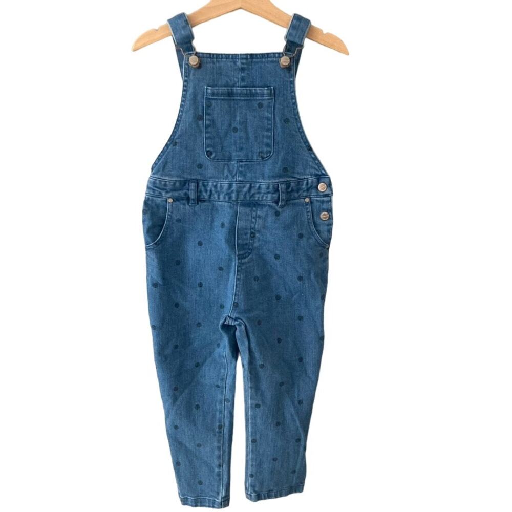 Zara Polka Dot Denim Overalls - 4-5
